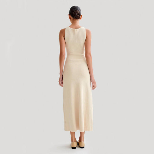 Women's Elegant Knitted Sleeveless Dress Slim Round Neck Long Dresses - PratSN