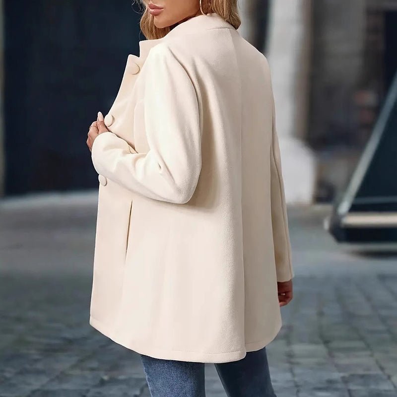 Womens Elegant Single Breasted Coat Long Sleeve Mid Winter Overcoat Work Office Coats - PratSN
