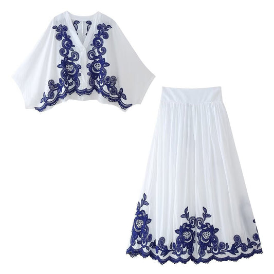 Women's Embroidery Shirt Skirt Suit - PratSN