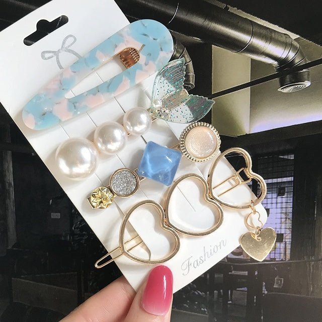 Women's Fashion Geometric Pearl Hair Clips - PratSN