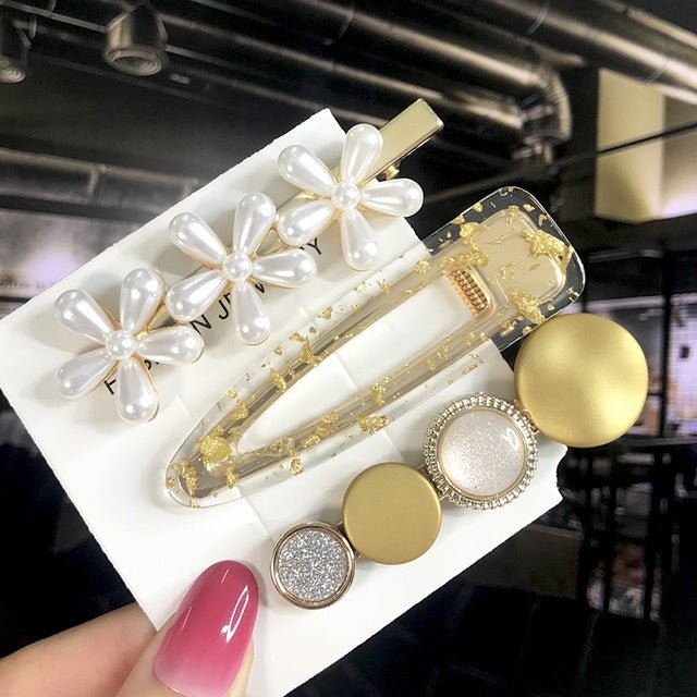 Women's Fashion Geometric Pearl Hair Clips - PratSN