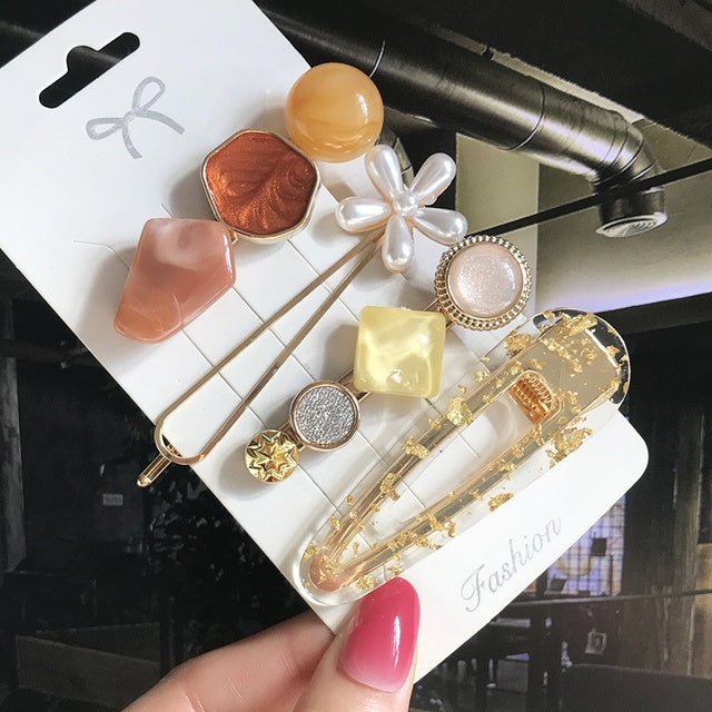 Women's Fashion Geometric Pearl Hair Clips - PratSN