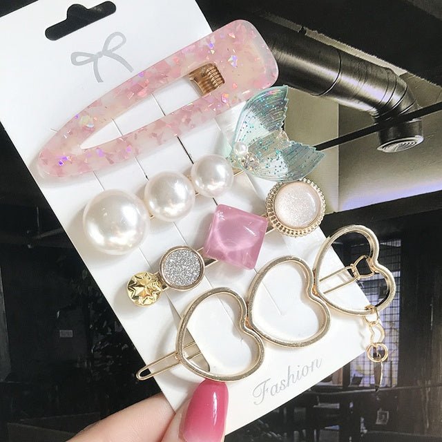 Women's Fashion Geometric Pearl Hair Clips - PratSN