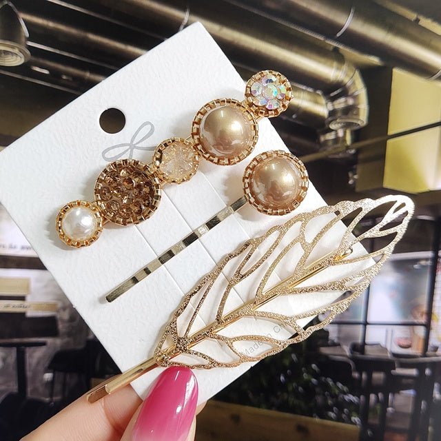 Women's Fashion Geometric Pearl Hair Clips - PratSN