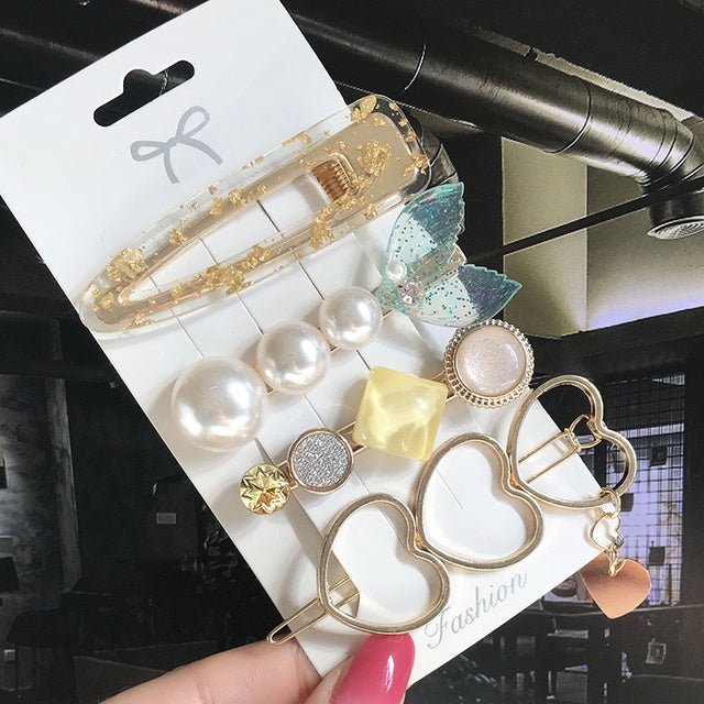 Women's Fashion Geometric Pearl Hair Clips - PratSN