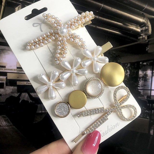 Women's Fashion Geometric Pearl Hair Clips - PratSN