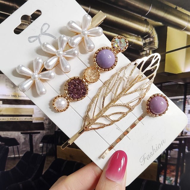 Women's Fashion Geometric Pearl Hair Clips - PratSN