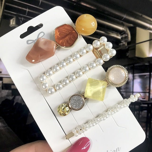 Women's Fashion Geometric Pearl Hair Clips - PratSN