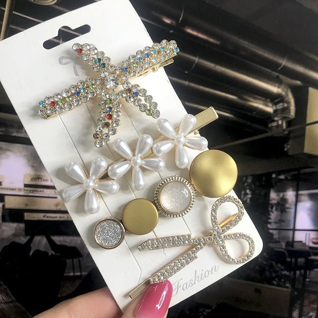 Women's Fashion Geometric Pearl Hair Clips - PratSN