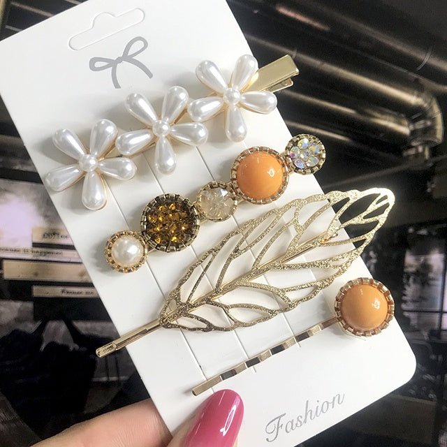 Women's Fashion Geometric Pearl Hair Clips - PratSN