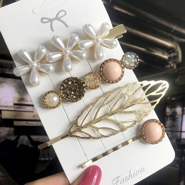 Women's Fashion Geometric Pearl Hair Clips - PratSN