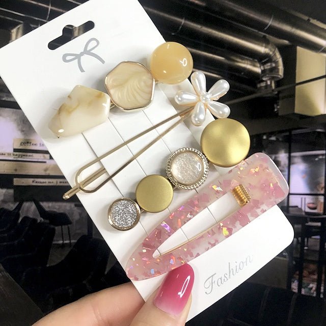 Women's Fashion Geometric Pearl Hair Clips - PratSN