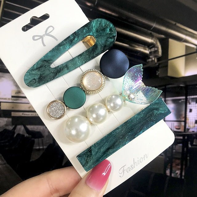 Women's Fashion Geometric Pearl Hair Clips - PratSN