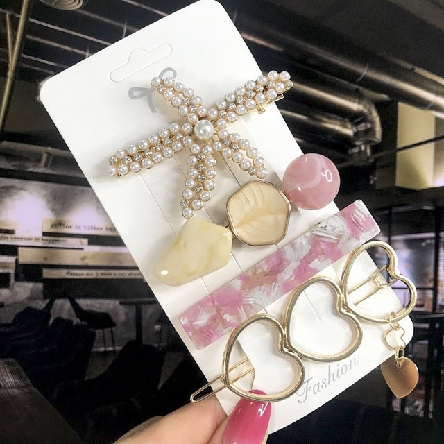 Women's Fashion Geometric Pearl Hair Clips - PratSN