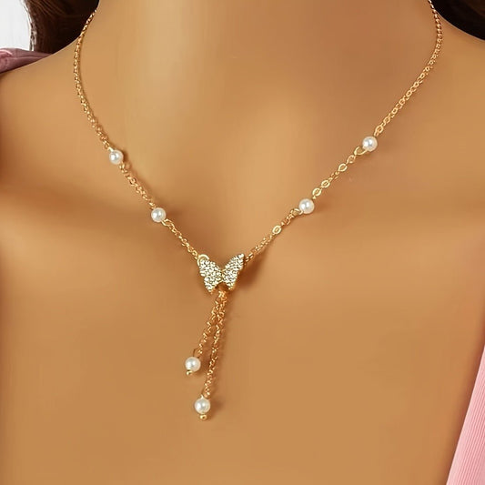 Women's Fashion Personality Butterfly Pearl All - match Necklace - PratSN