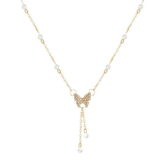 Women's Fashion Personality Butterfly Pearl All - match Necklace - PratSN