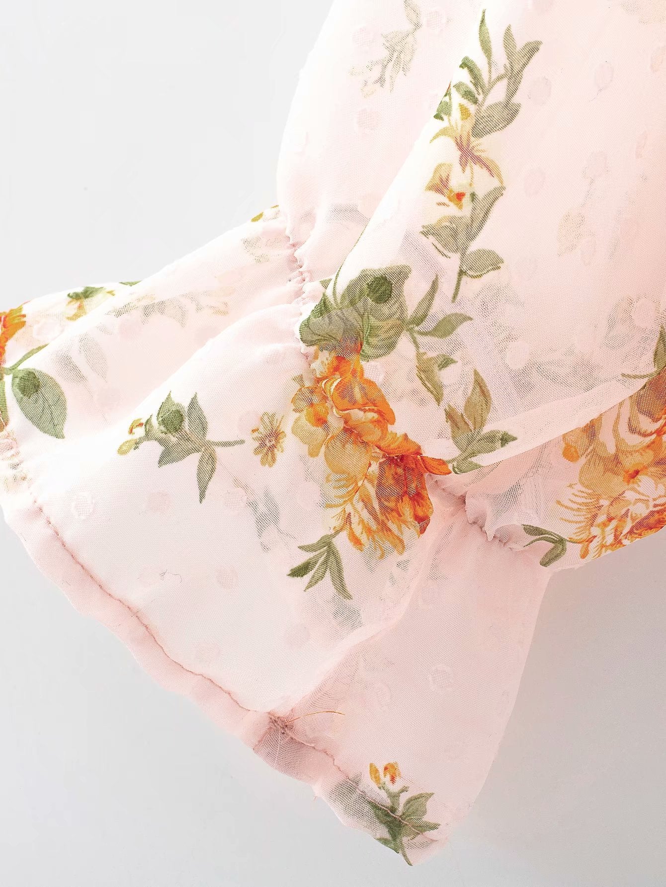 Women's Fashion ruffled printed chiffon shirt - PratSN