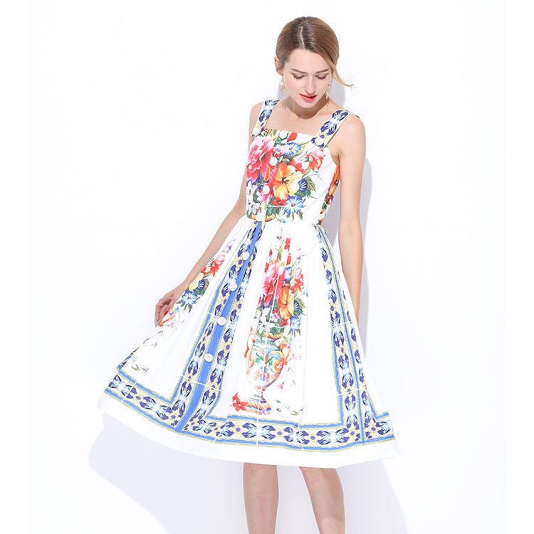 Women's Fashionable Temperament Printed Sleeveless Dress - PratSN