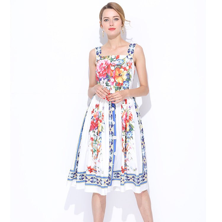 Women's Fashionable Temperament Printed Sleeveless Dress - PratSN