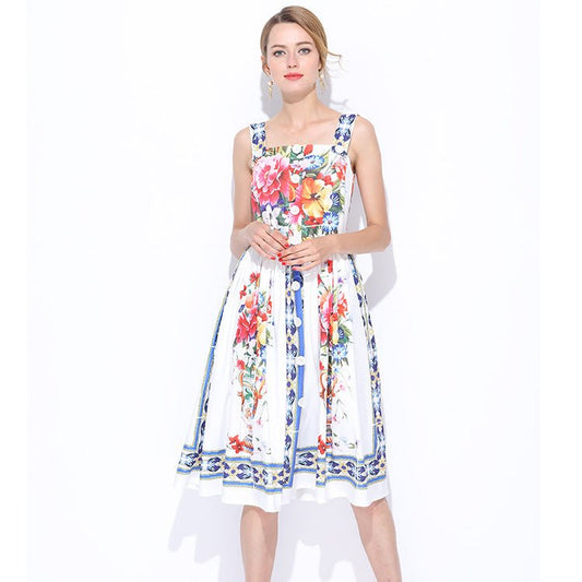 Women's Fashionable Temperament Printed Sleeveless Dress - PratSN