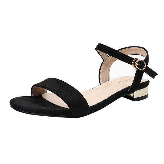 Women's Flat Black Plus Size 42 Roman Strap - PratSN