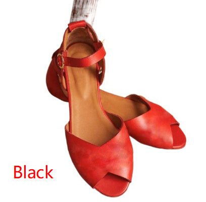 Women's Flat Leather Sandals - PratSN