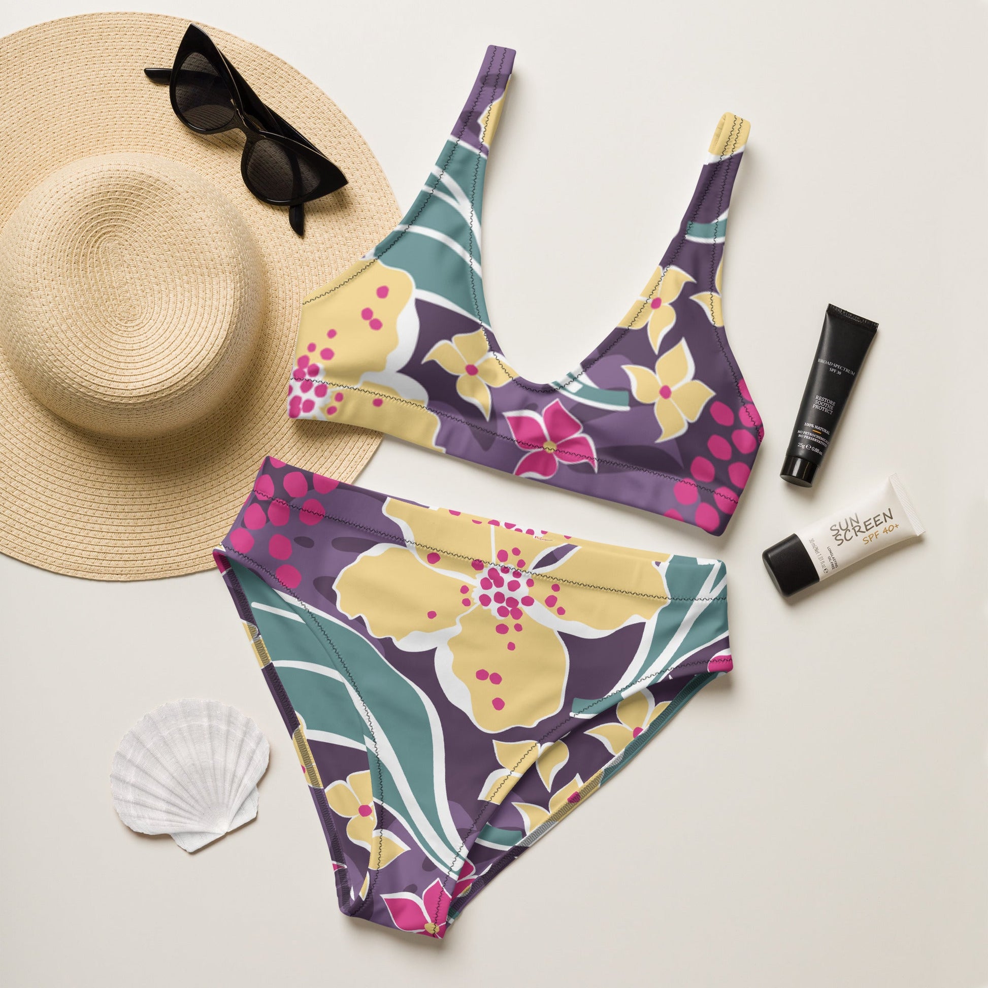 Women's Floral Pattern Bikini | Two - piece High - waisted bikini | Multicolor bikini for Her - PratSN