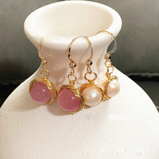 Women's Freshwater White Pearl Earrings - PratSN