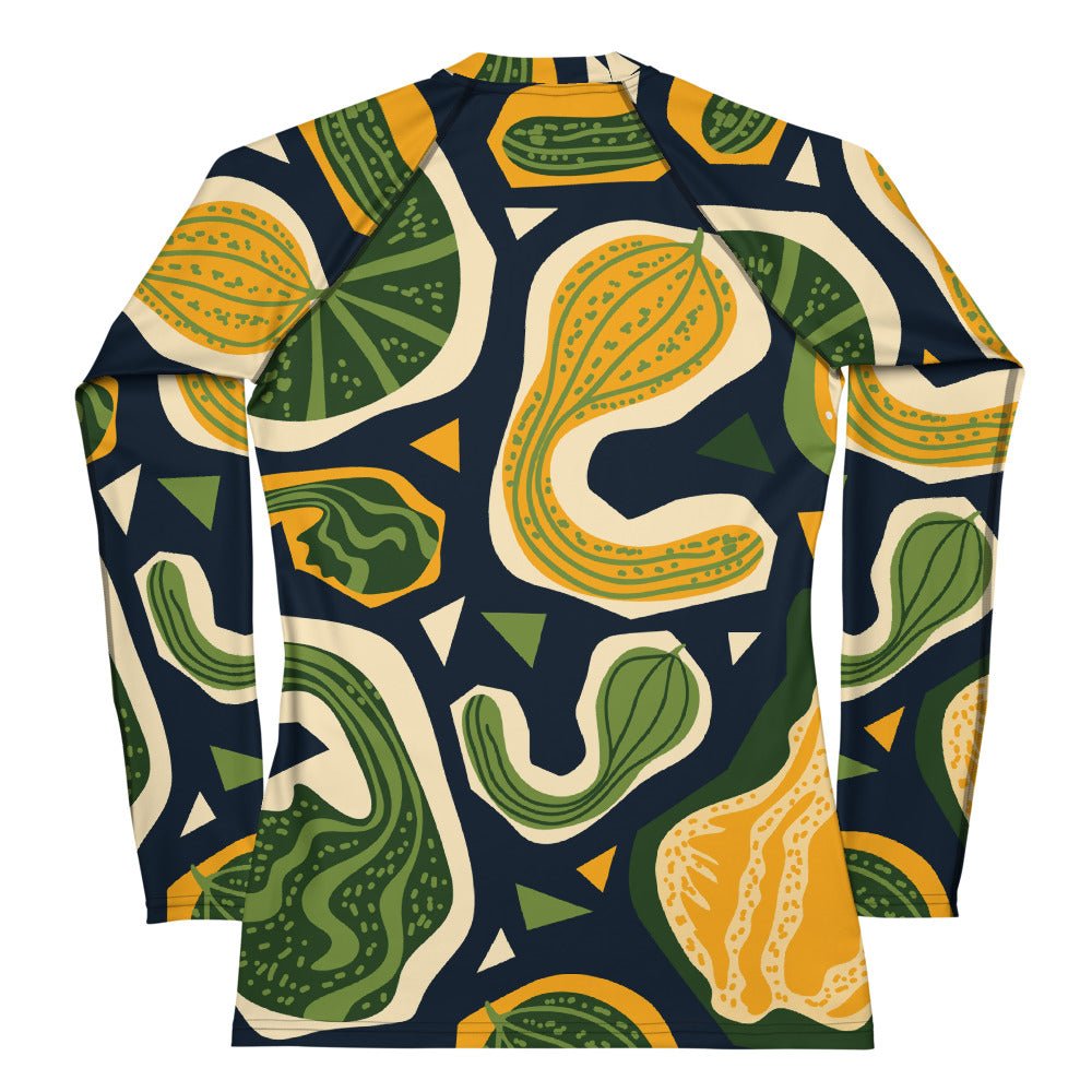 Women's green and yellow abstract Rash Guard - PratSN