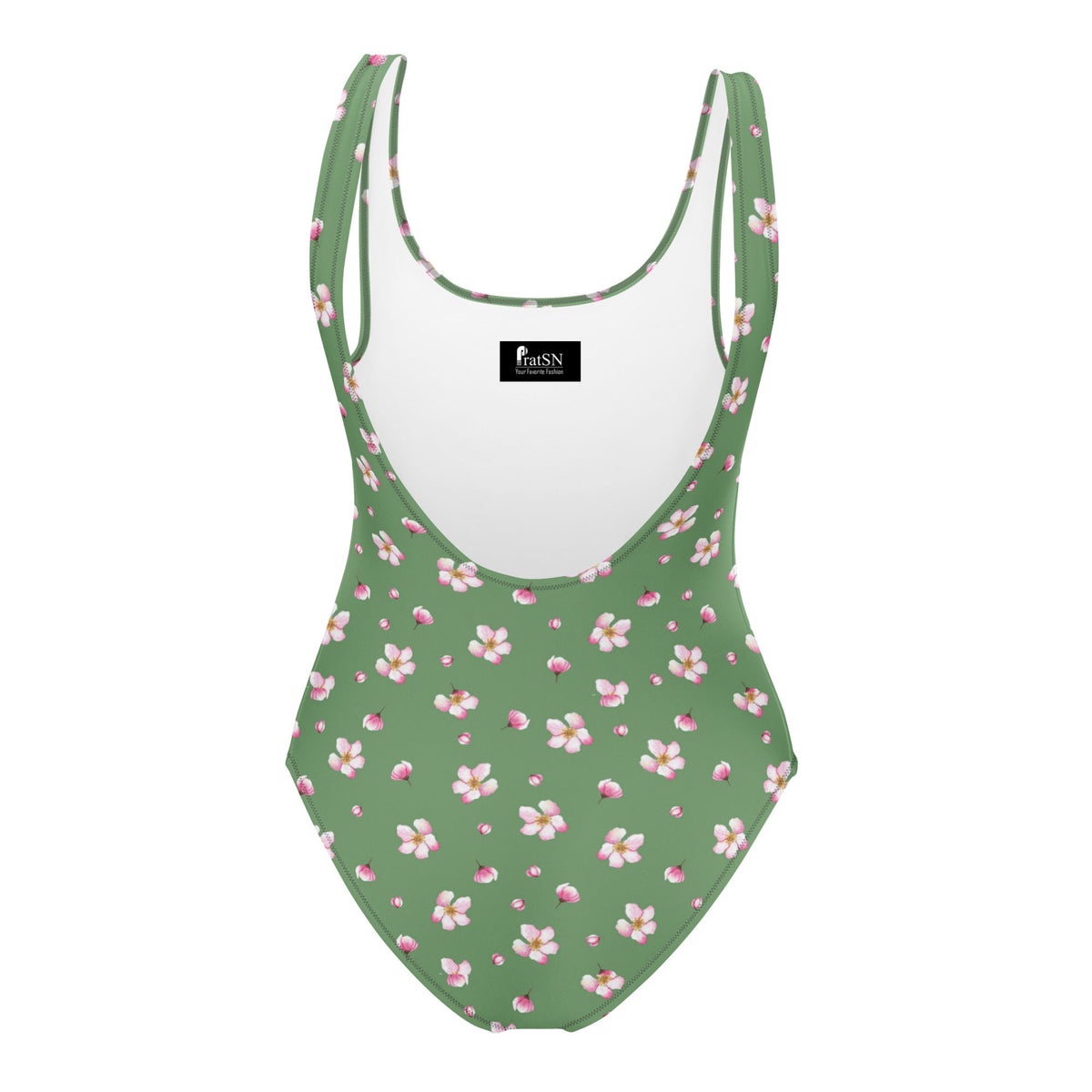 Women's Green Floral One-Piece Swimsuit - PratSN