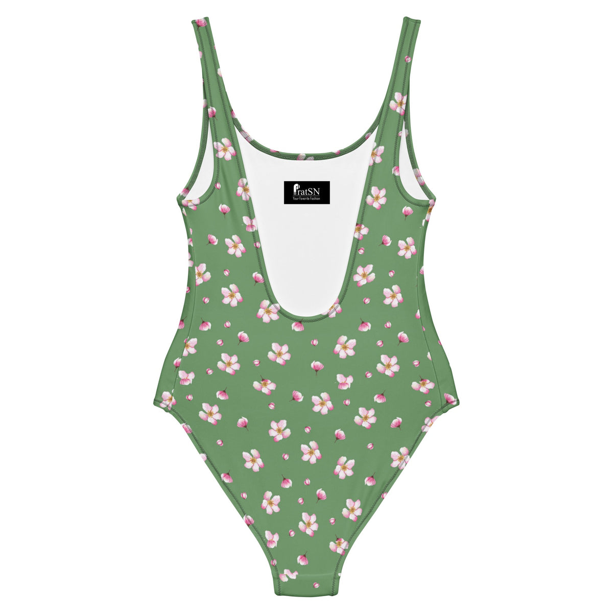 Women's Green Floral One-Piece Swimsuit - PratSN