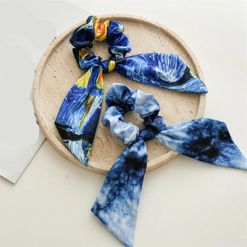 Women's Hair Accessories Girl Lady Elastic Headband Scrunchies With Ribbon Floral Design Trend Bandana Band Headbands Fashion - PratSN