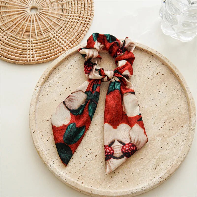 Women's Hair Accessories Girl Lady Elastic Headband Scrunchies With Ribbon Floral Design Trend Bandana Band Headbands Fashion - PratSN