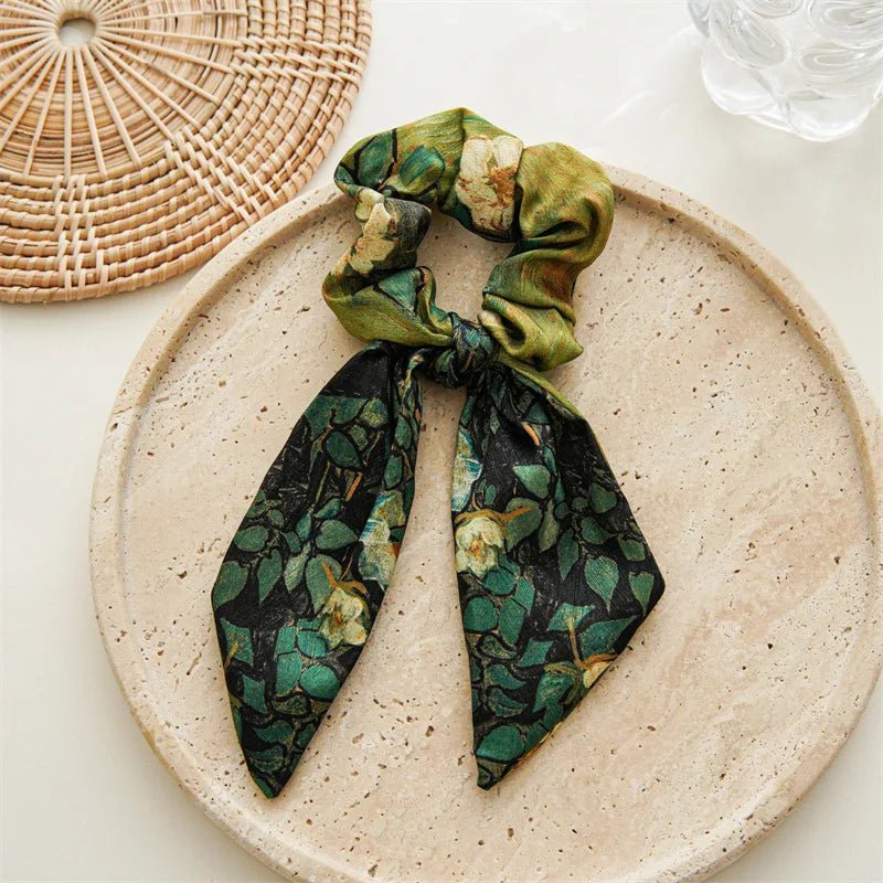 Women's Hair Accessories Girl Lady Elastic Headband Scrunchies With Ribbon Floral Design Trend Bandana Band Headbands Fashion - PratSN