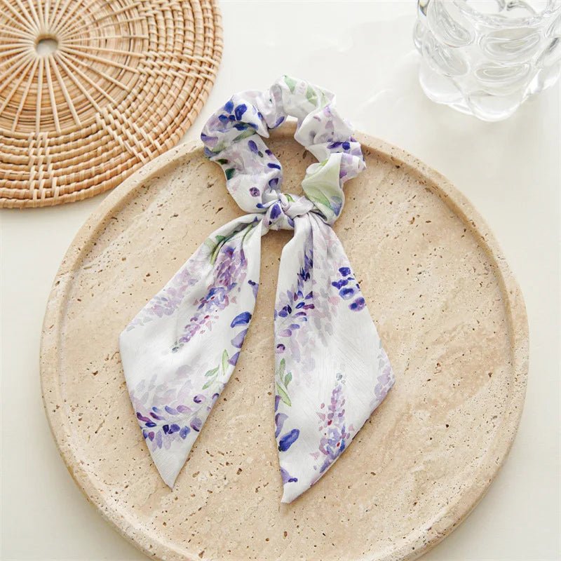 Women's Hair Accessories Girl Lady Elastic Headband Scrunchies With Ribbon Floral Design Trend Bandana Band Headbands Fashion - PratSN