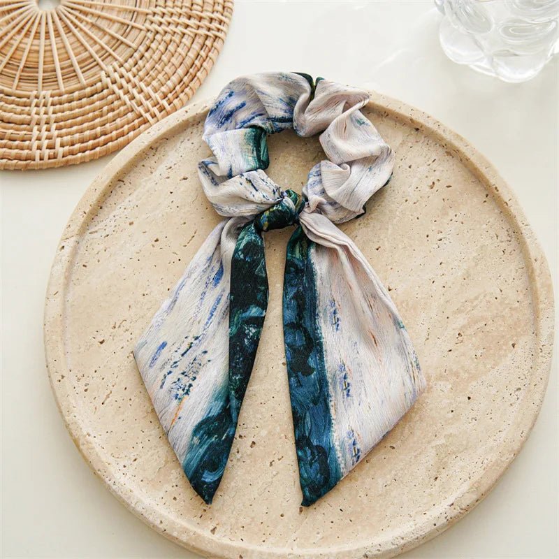 Women's Hair Accessories Girl Lady Elastic Headband Scrunchies With Ribbon Floral Design Trend Bandana Band Headbands Fashion - PratSN