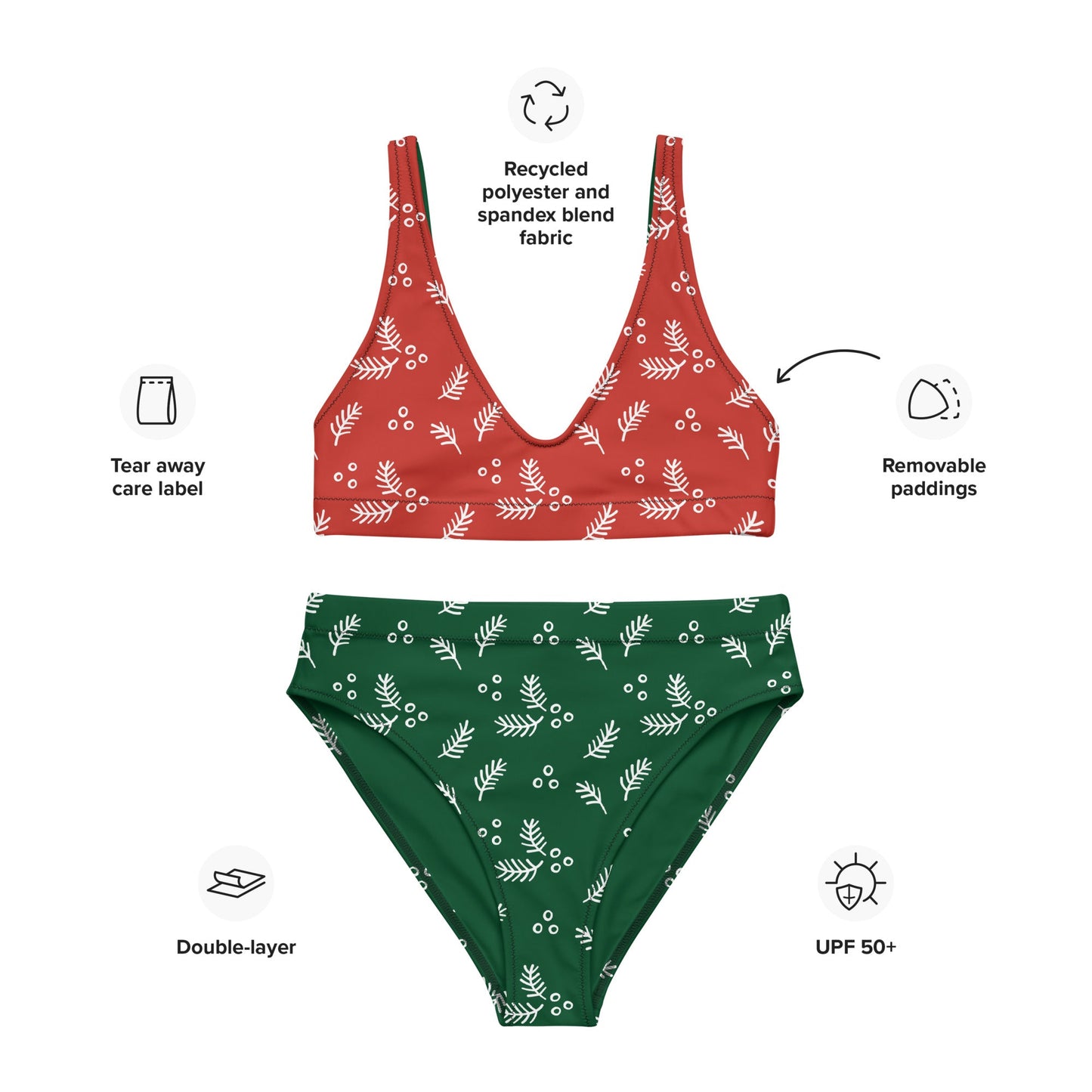 Women's Harley Davidson Red and Green High - waisted Bikini | Beach Babes - PratSN