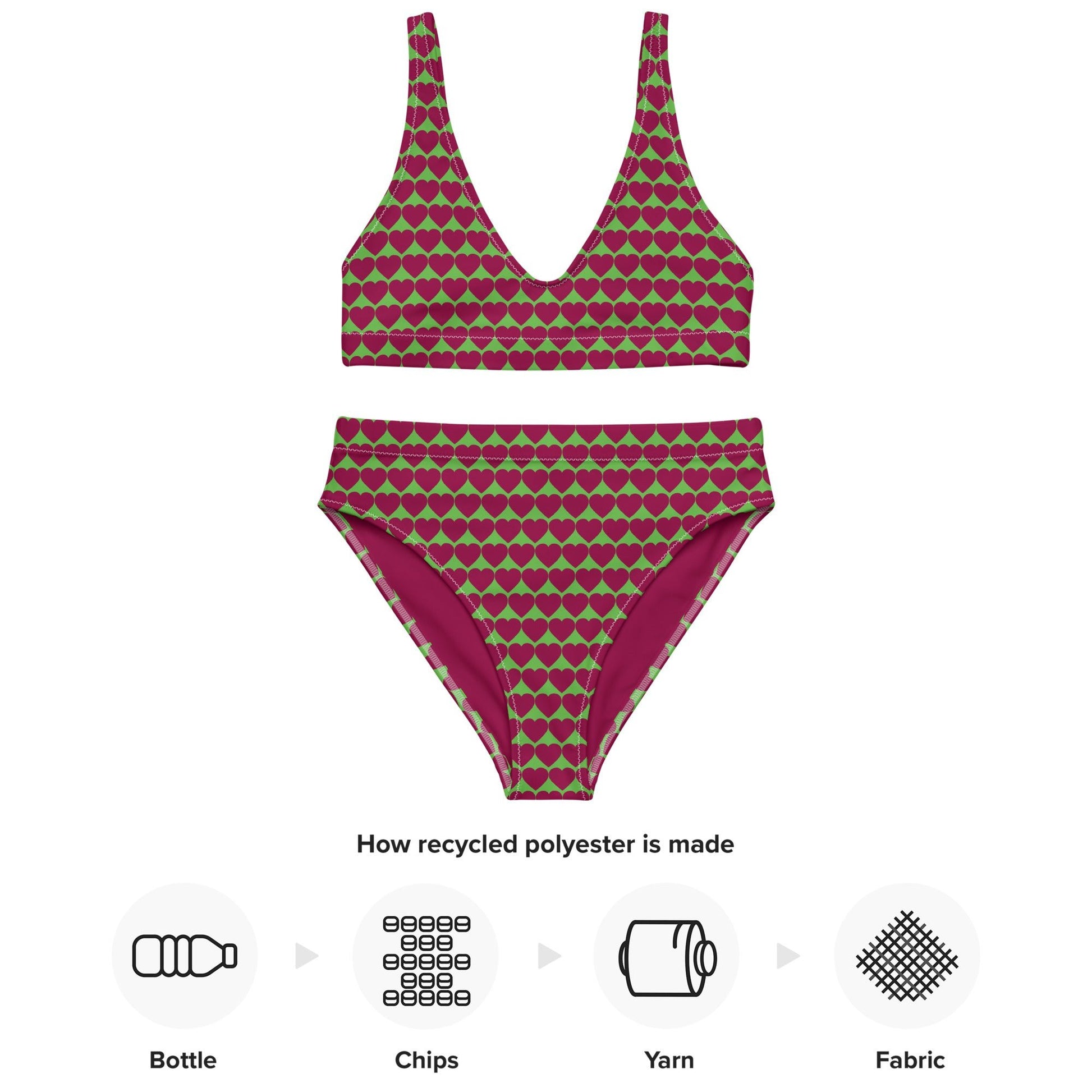 Women's heart print high - waisted bikini - PratSN