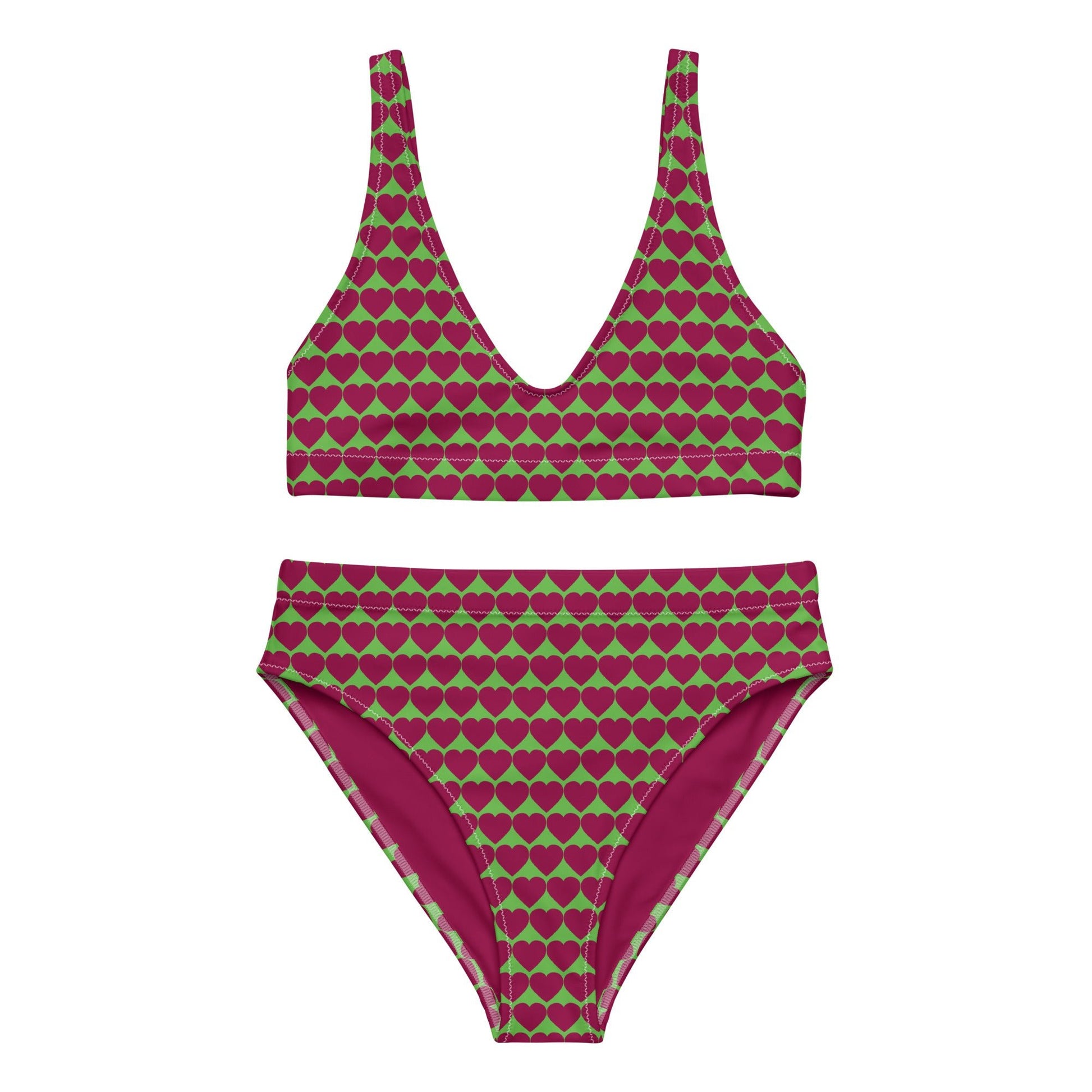Women's heart print high - waisted bikini - PratSN