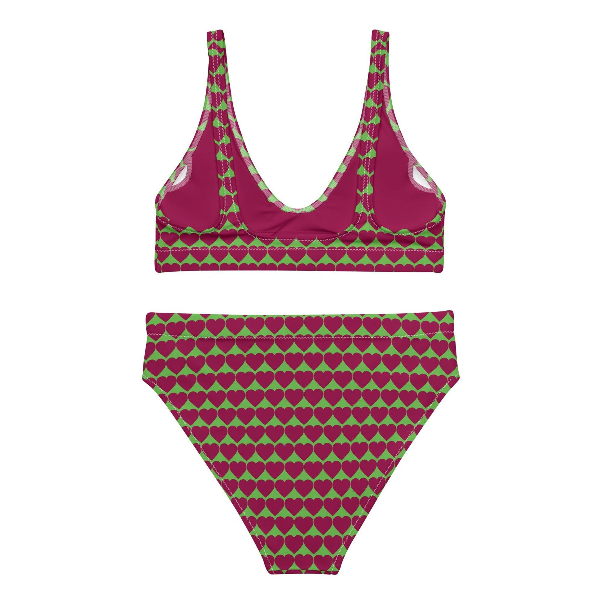 Women's heart print high - waisted bikini - PratSN