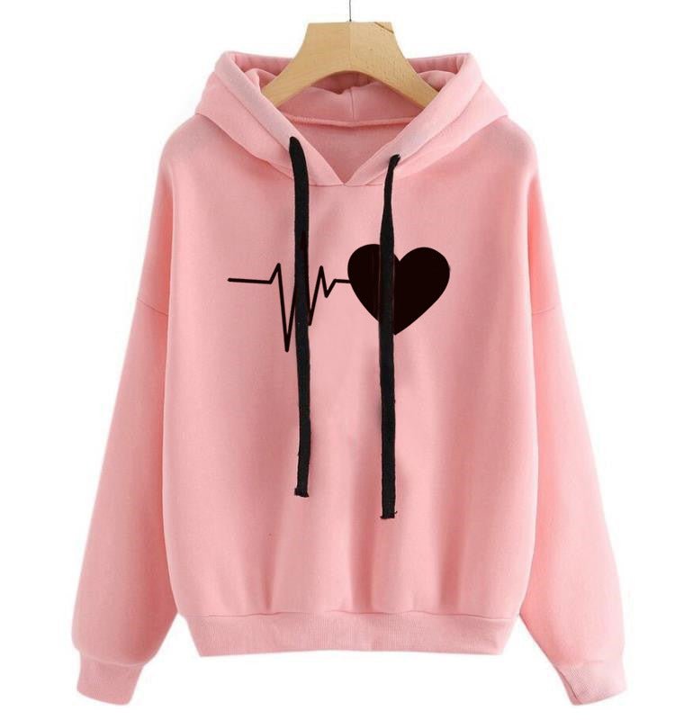 Women's Heart Print Streetwear Hoodies Women's Sweatshirt Spring Autumn Long Sleeve - PratSN