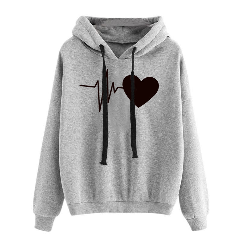Women's Heart Print Streetwear Hoodies Women's Sweatshirt Spring Autumn Long Sleeve - PratSN