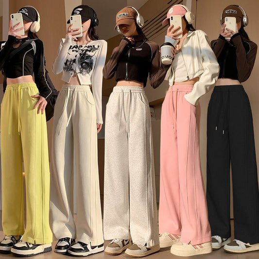 Women's High Waist Long Thin Straight Loose Leisure Sports Sweatpants - PratSN