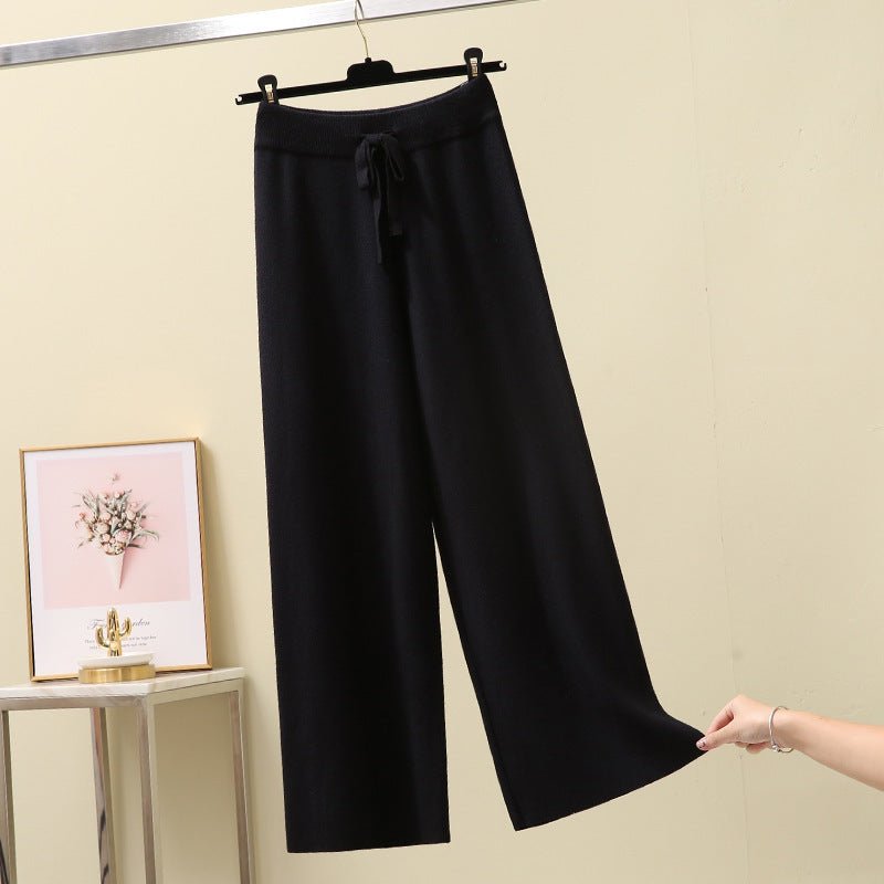women's High Waist Straight Loose Thick Knitted Trousers Draping Mop - PratSN