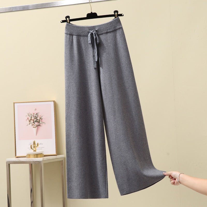 women's High Waist Straight Loose Thick Knitted Trousers Draping Mop - PratSN