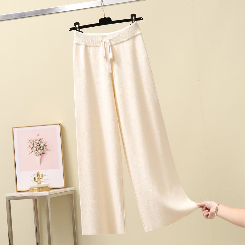 women's High Waist Straight Loose Thick Knitted Trousers Draping Mop - PratSN