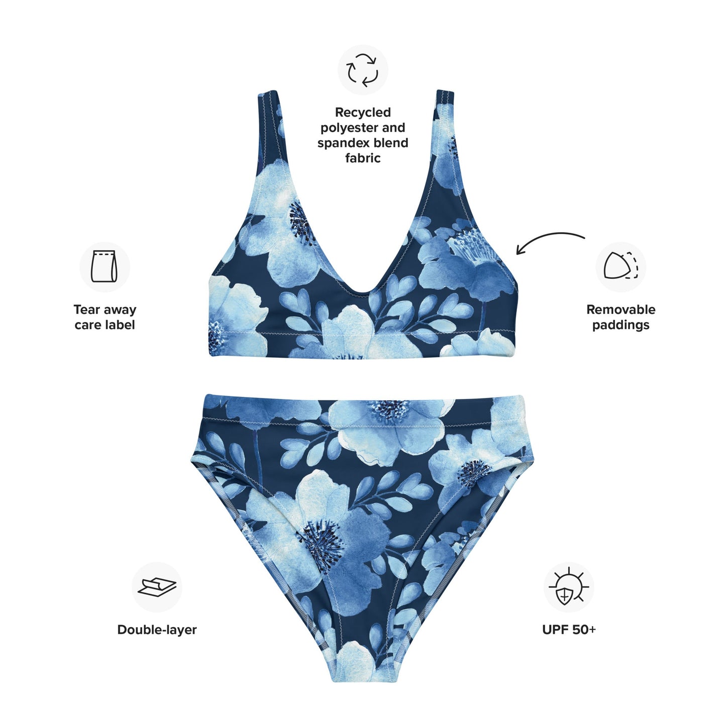 Women's high - waisted bikini | Blue and white bikini | Beach dress for Beach babes - PratSN