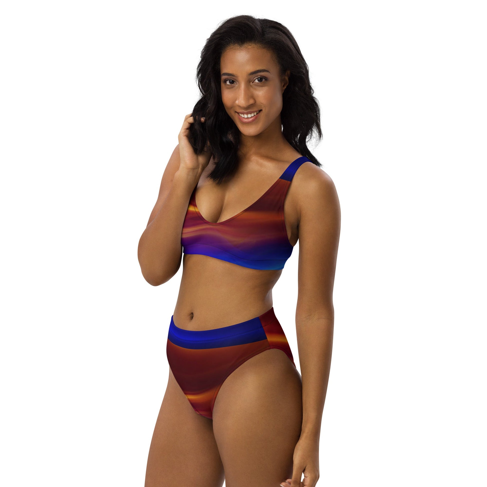 Women's high - waisted bikini, Brown Blue Purple Bodysuit, Outfit, Swimsuit for Women Vacation Beachwear Cruise Swimsuit, Bikini, Gift Bathing Suit - PratSN