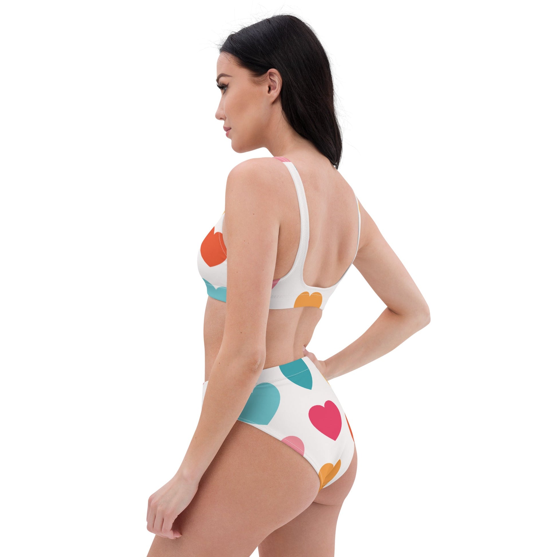 Women's High - waisted Bikini | Multicolor Bikini | Heart Print Bikini for Beach Babes - PratSN