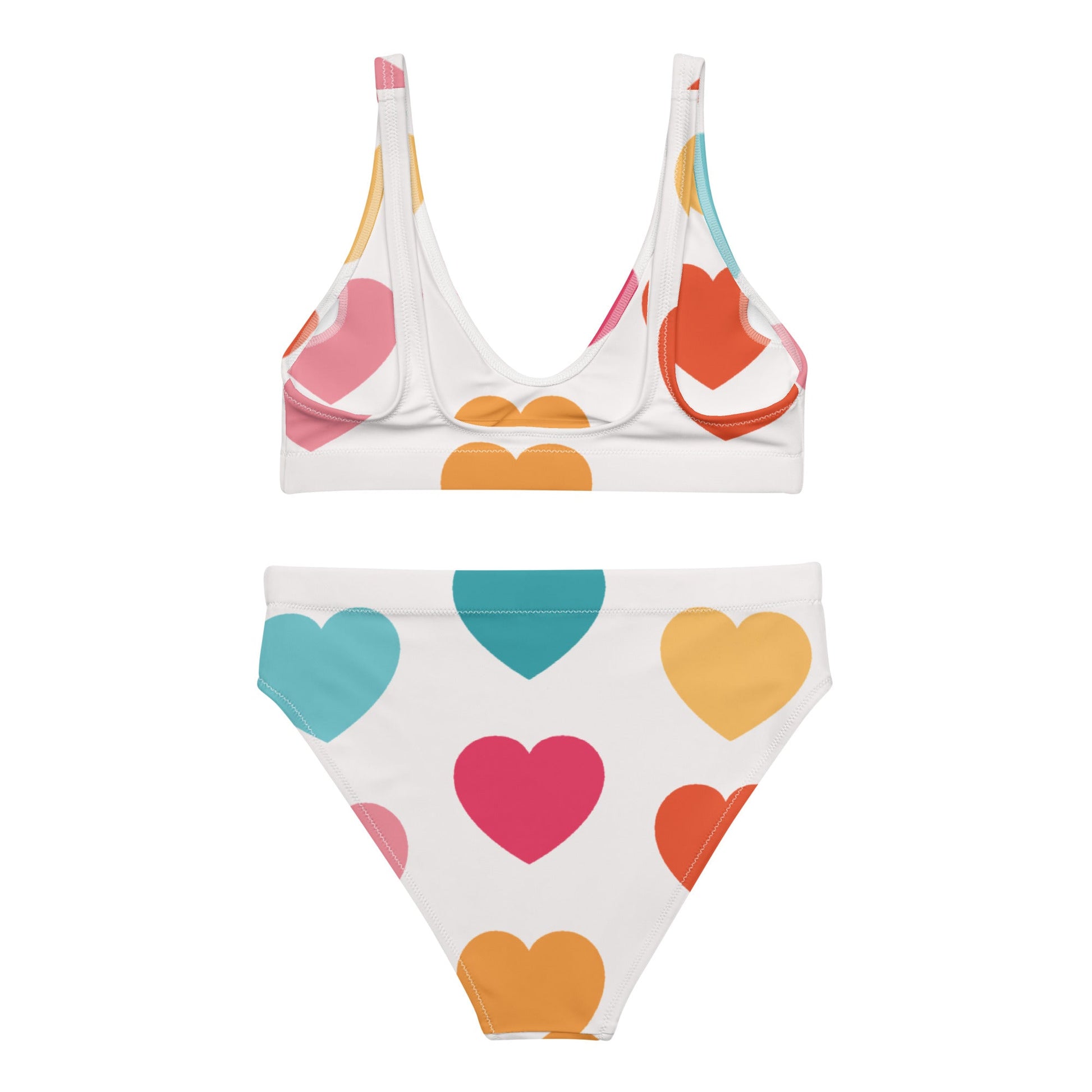 Women's High - waisted Bikini | Multicolor Bikini | Heart Print Bikini for Beach Babes - PratSN